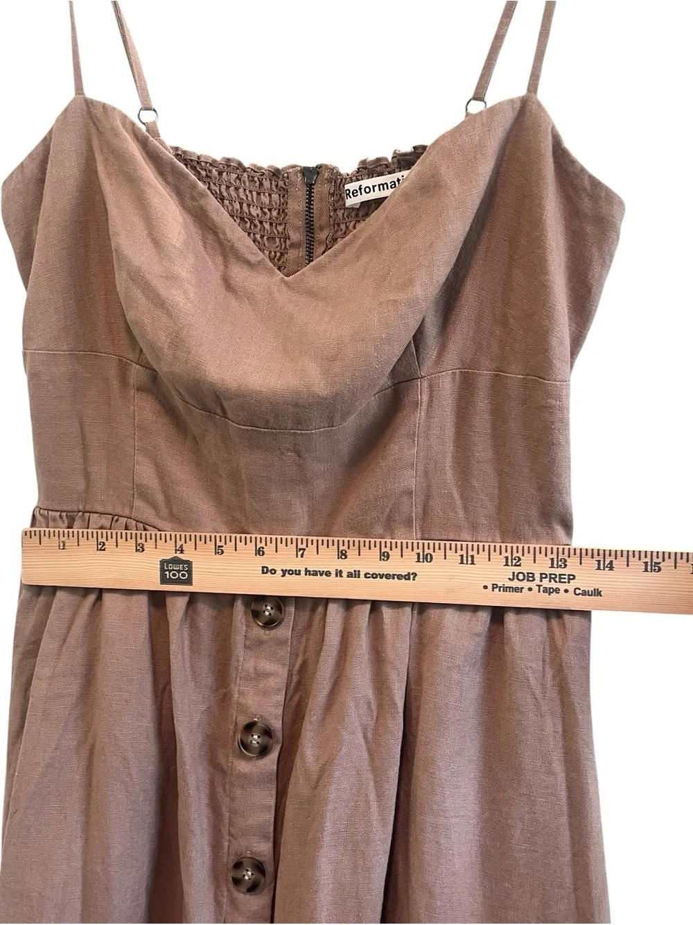 Reformation Cale Linen Midi Dress 10 Peaches Clay Cottagecore Sundress - Picture 7 of 12